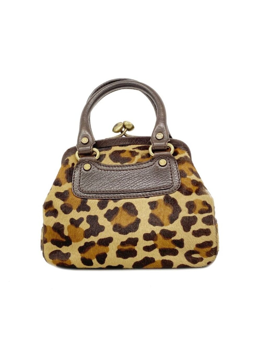 Celine Handbag Leopard Calf Hair Brown Gold